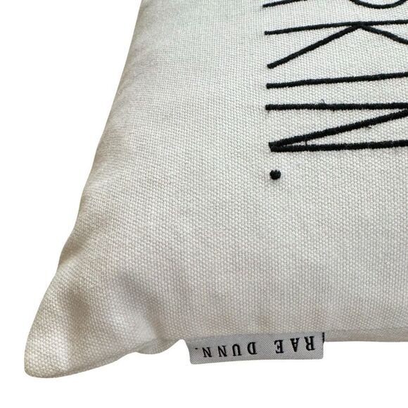 Rae Dunn Hey There Pumpkin Throw Feather Filled Pillow Yellow White Cotton NWOT - Picture 4 of 8